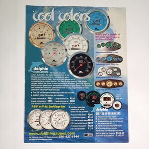 Vintage Dolphin Instruments "Cool Colors" Print Ad 09/02 Rod & Custom 8.5" x 11"